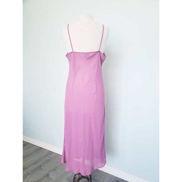 VTG 90s Ice Women's M Pink Purple Slip Dress Midi Gown Lingerie Lace Y2K Sheer - Picture 2 of 11